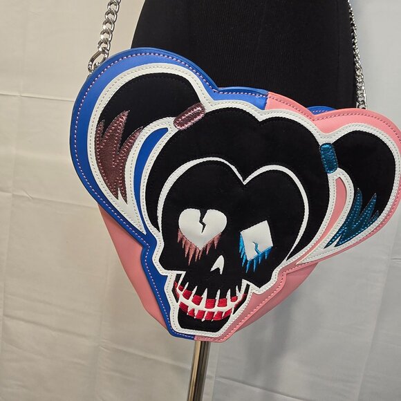 Suicide Squad Crossbody Purse Pink And Blue 8x10x2.5 - Picture 2 of 7